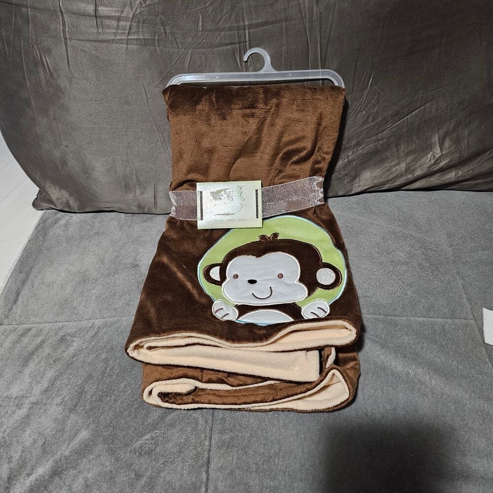 Beansprout Brown Monkey Blanket baby boy NEW WITH TAG lovey jungle